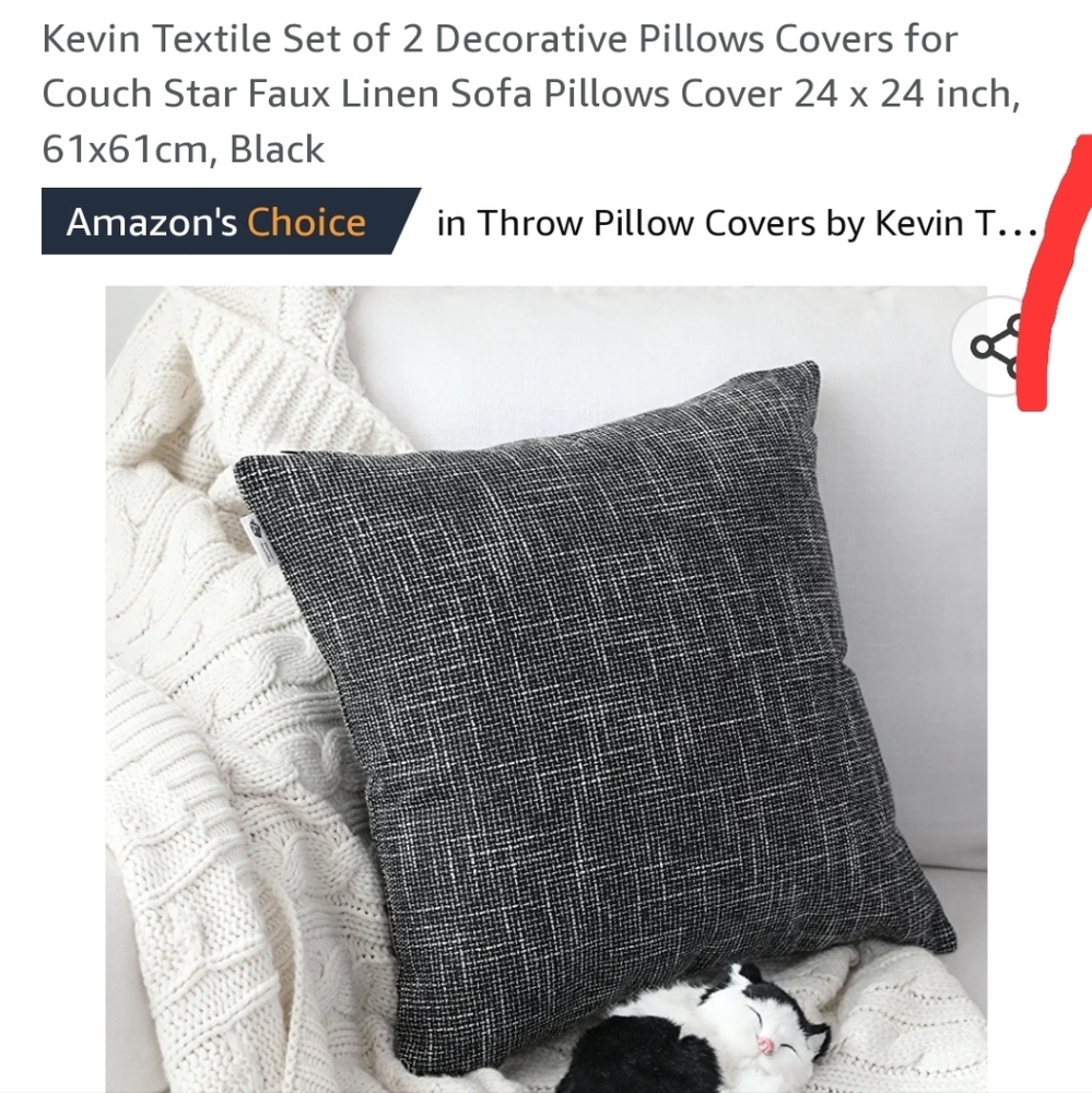 New! Set of 2 decorative accent throw pillow covers gray faux linen